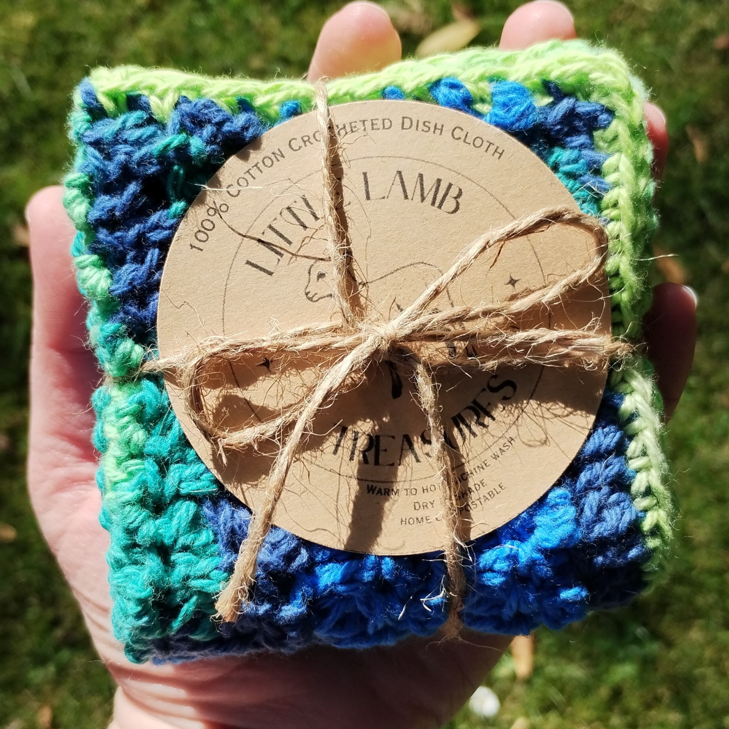 100% Cotton Crocheted Dishcloths - Blue Grass
