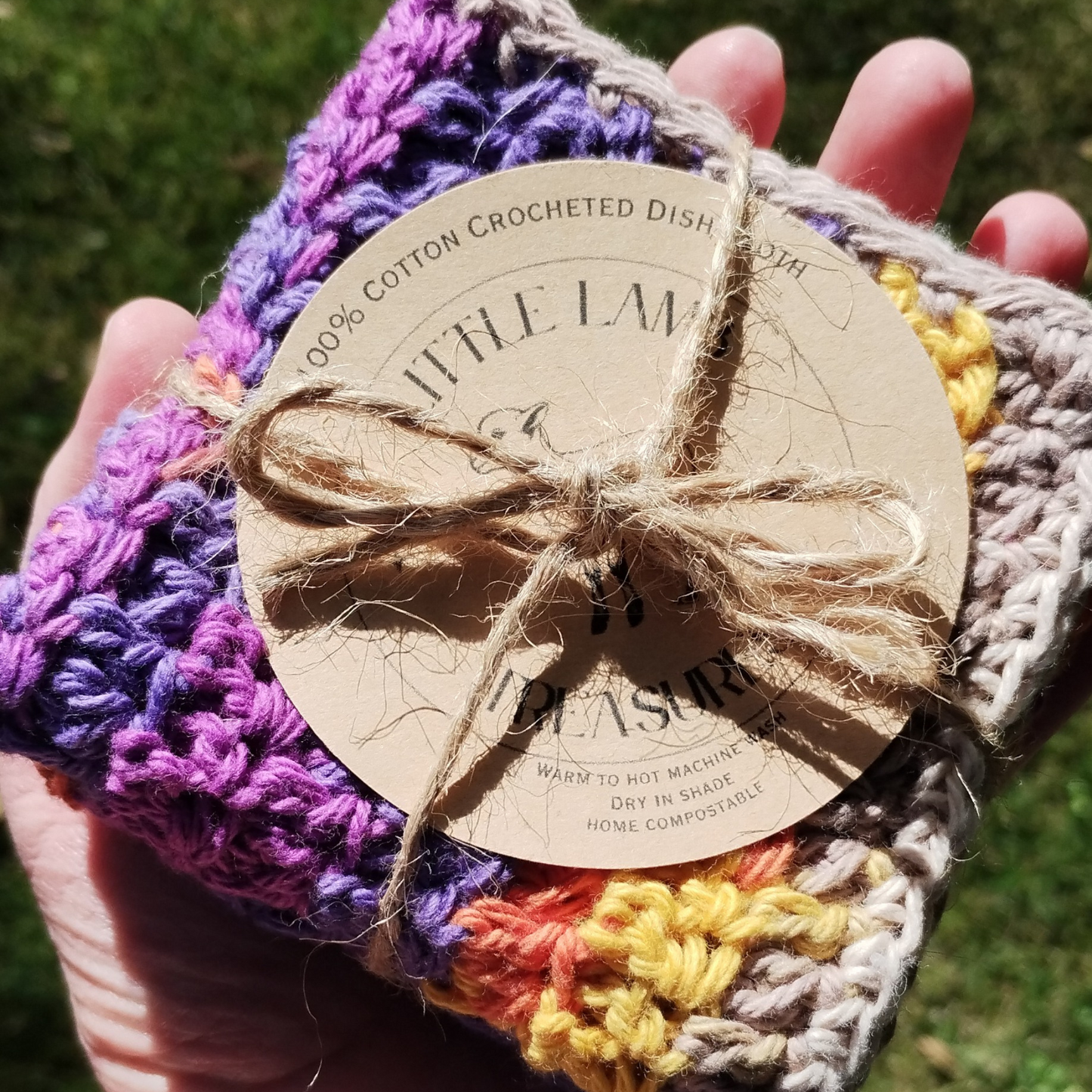 100% Cotton Crocheted Dishcloths - Colourful Clouds