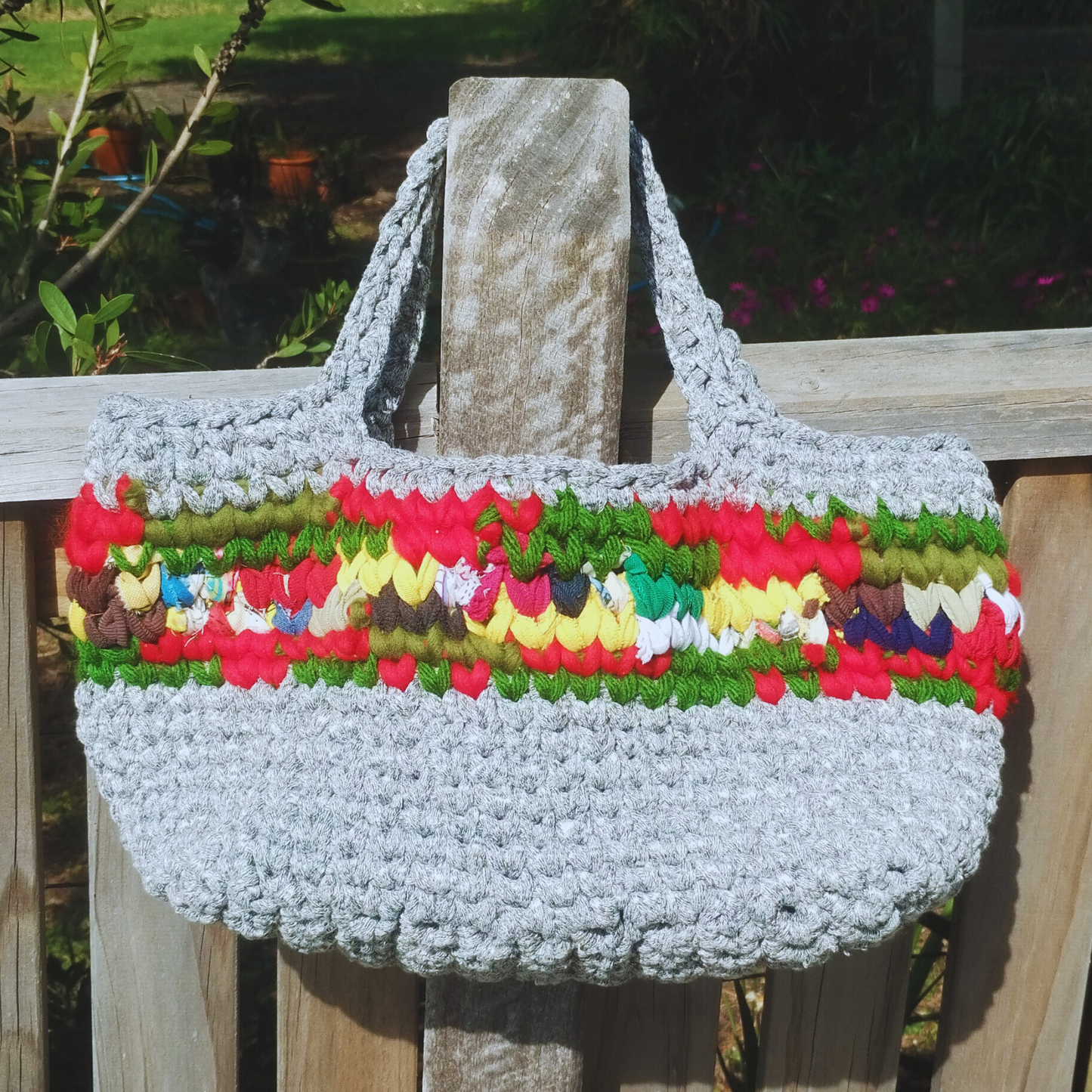 Scrappy Crocheted Tote Bag