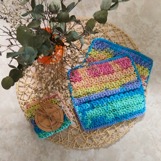 100% Cotton Crocheted Dishcloths - Bubblegum