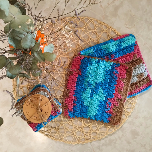 100% Cotton Crocheted Dishcloths - Chocolate Box