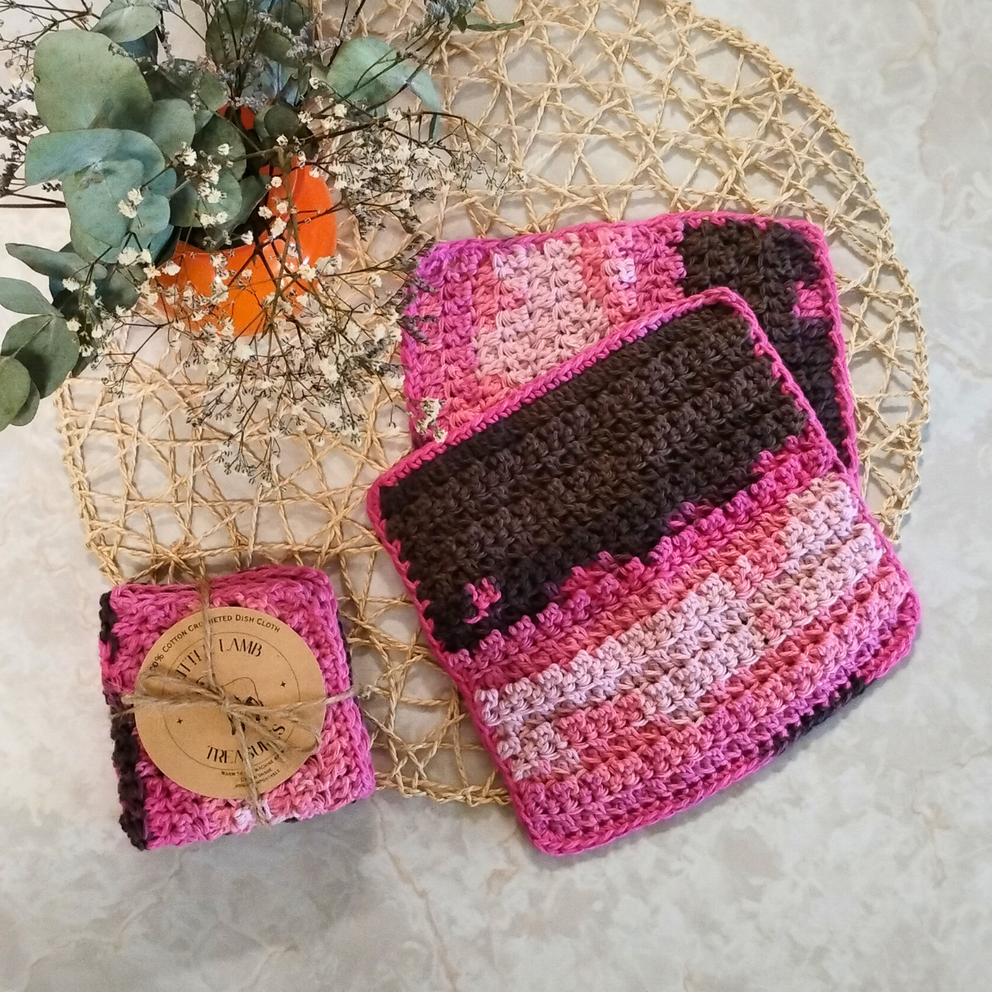 100% Cotton Crocheted Dishcloths - Licorice Allsorts