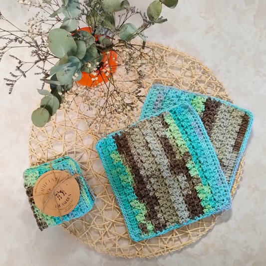 100% Cotton Crocheted Dishcloths - Seaspray