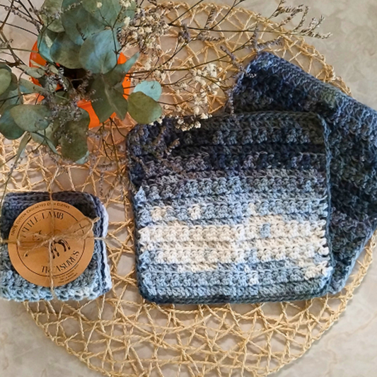 100% Cotton Crocheted Dishcloths - Stormy Weather